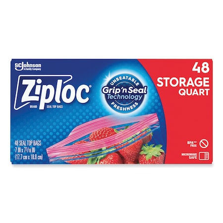 Ziploc Zipper Lock, 9.63" W, 1.75 mil Thick, Clear 314469BX